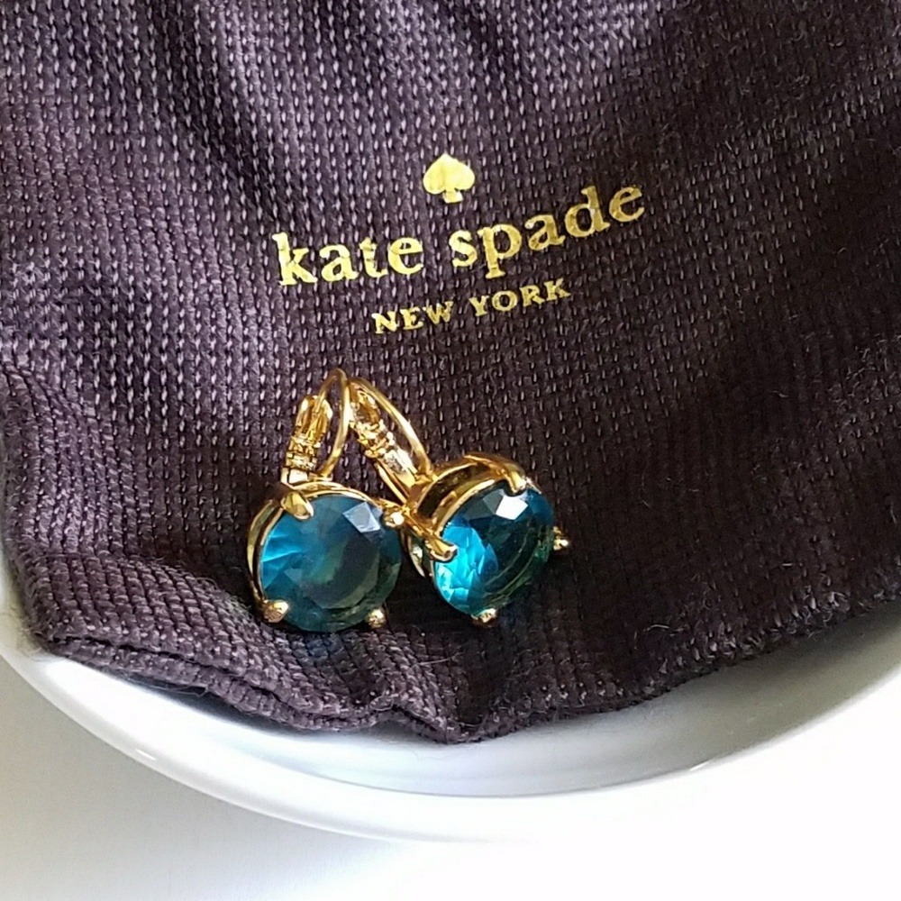 EUC Kate Spade Teal Round Lever-Back Earrings